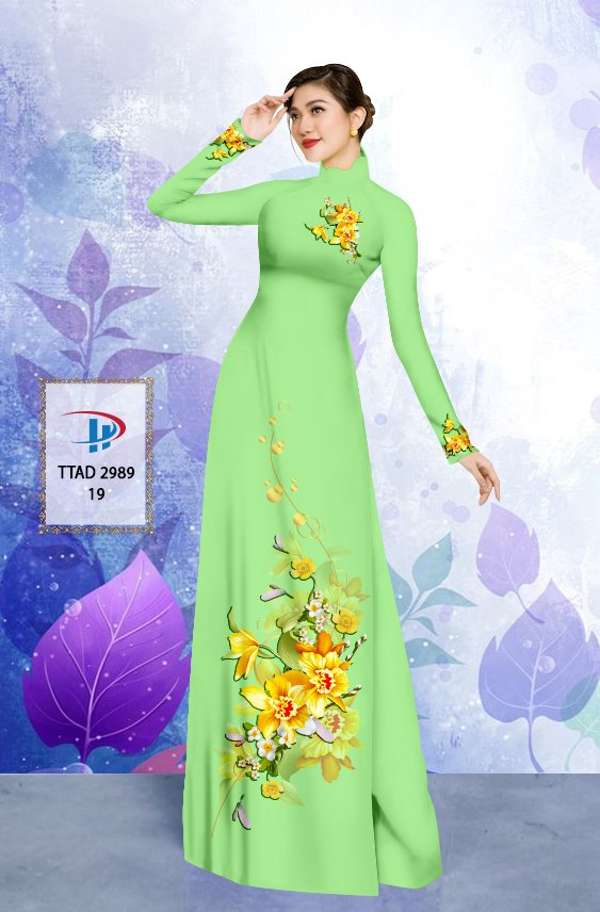 Vải Áo Dài Hoa In 3D Kiểu Mới AD TTAD2989 54 Vải Áo Dài Hoa In 3D Kiểu Mới AD TTAD2989