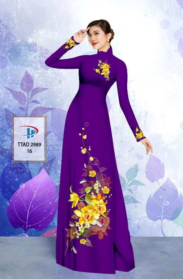 Vải Áo Dài Hoa In 3D Kiểu Mới AD TTAD2989 52 Vải Áo Dài Hoa In 3D Kiểu Mới AD TTAD2989