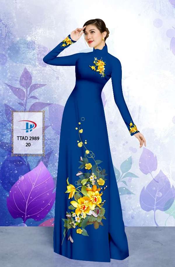 Vải Áo Dài Hoa In 3D Kiểu Mới AD TTAD2989 56 Vải Áo Dài Hoa In 3D Kiểu Mới AD TTAD2989