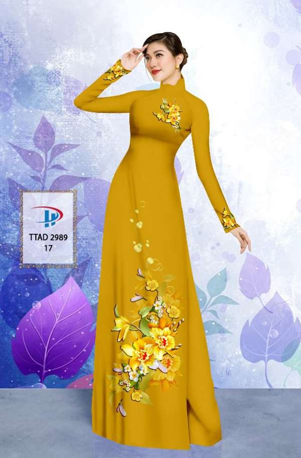 Vải Áo Dài Hoa In 3D Kiểu Mới AD TTAD2989 55 Vải Áo Dài Hoa In 3D Kiểu Mới AD TTAD2989