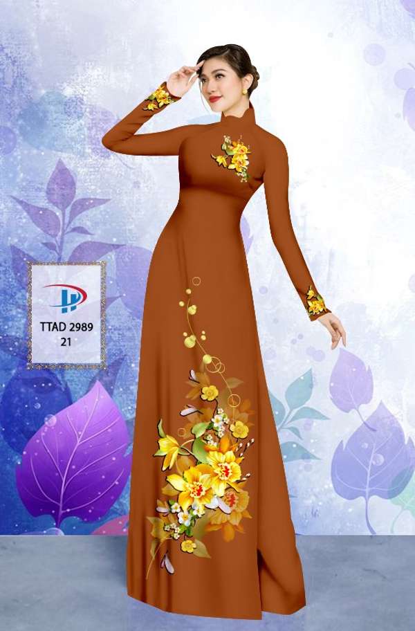Vải Áo Dài Hoa In 3D Kiểu Mới AD TTAD2989 57 Vải Áo Dài Hoa In 3D Kiểu Mới AD TTAD2989
