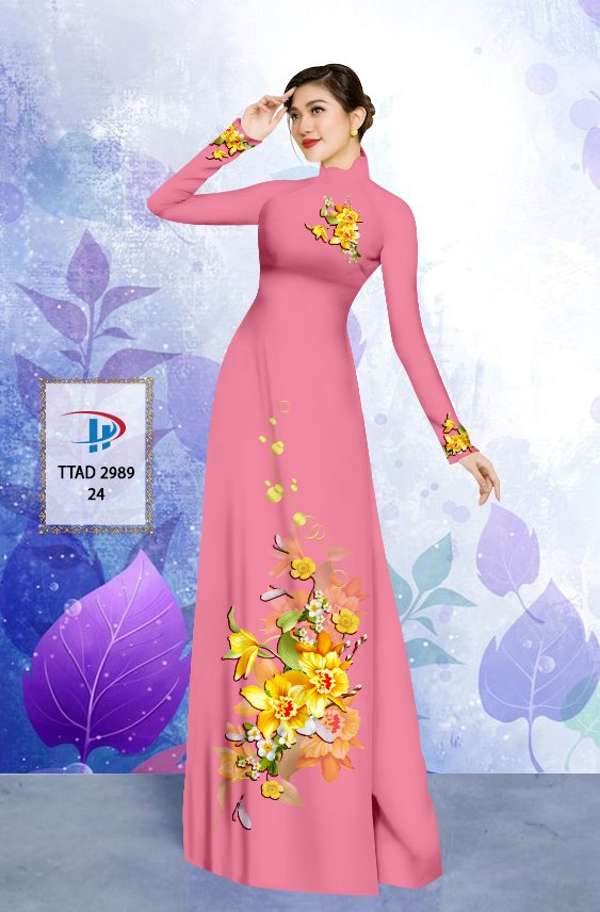 Vải Áo Dài Hoa In 3D Kiểu Mới AD TTAD2989 60 Vải Áo Dài Hoa In 3D Kiểu Mới AD TTAD2989