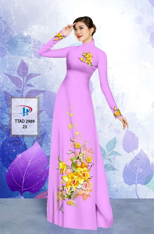 Vải Áo Dài Hoa In 3D Kiểu Mới AD TTAD2989 59 Vải Áo Dài Hoa In 3D Kiểu Mới AD TTAD2989