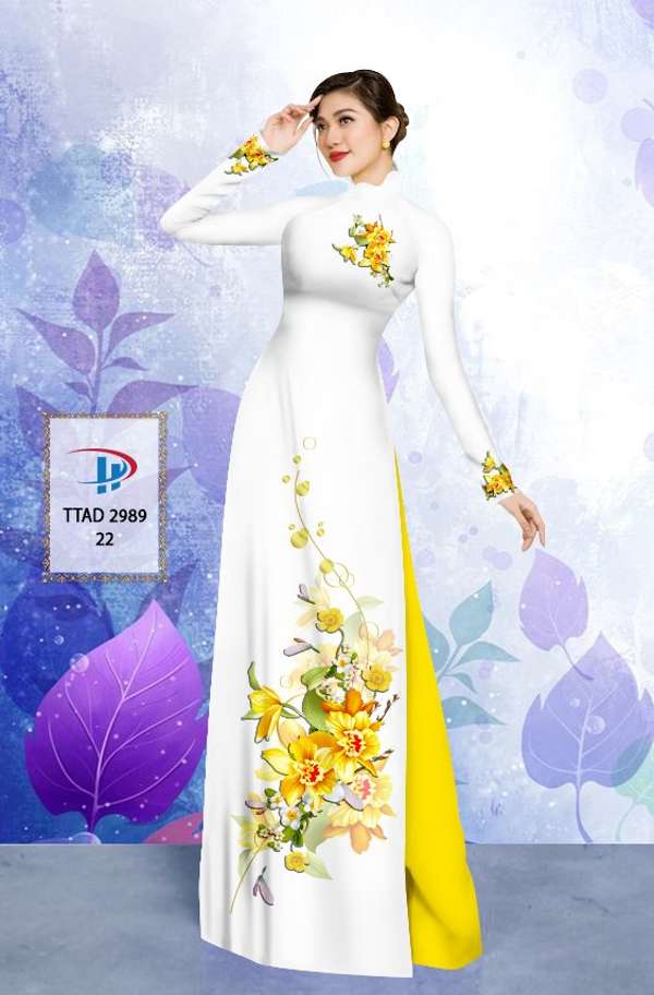 Vải Áo Dài Hoa In 3D Kiểu Mới AD TTAD2989 58 Vải Áo Dài Hoa In 3D Kiểu Mới AD TTAD2989