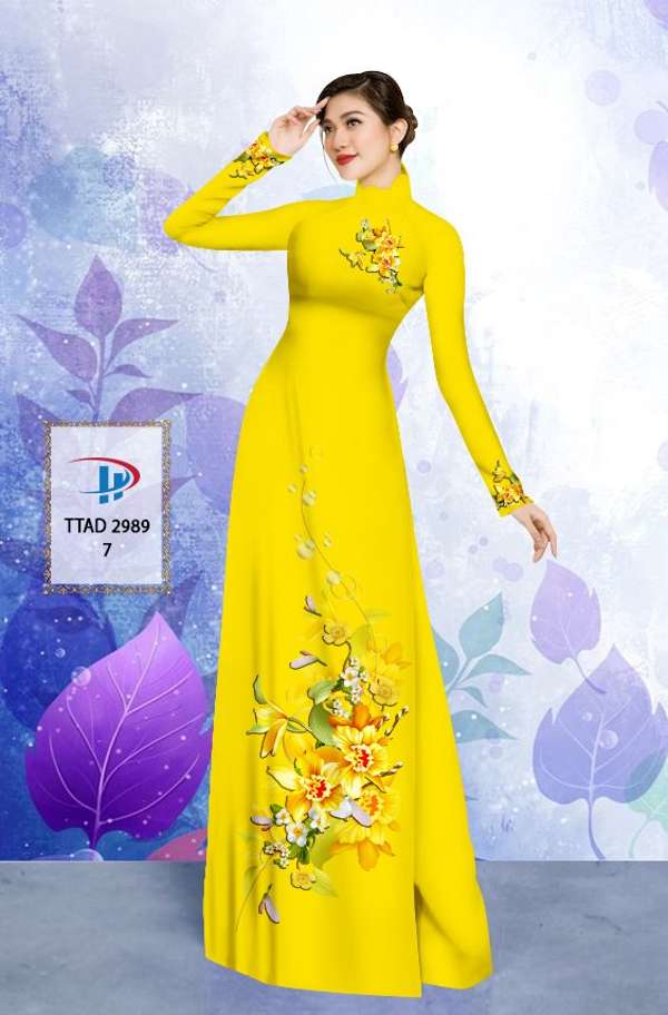 Vải Áo Dài Hoa In 3D Kiểu Mới AD TTAD2989 61 Vải Áo Dài Hoa In 3D Kiểu Mới AD TTAD2989