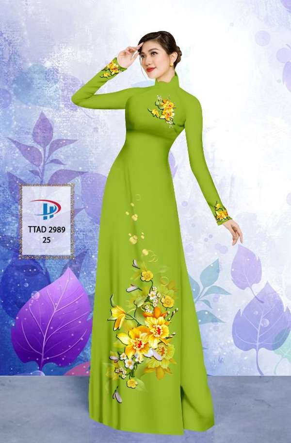 Vải Áo Dài Hoa In 3D Kiểu Mới AD TTAD2989 62 Vải Áo Dài Hoa In 3D Kiểu Mới AD TTAD2989