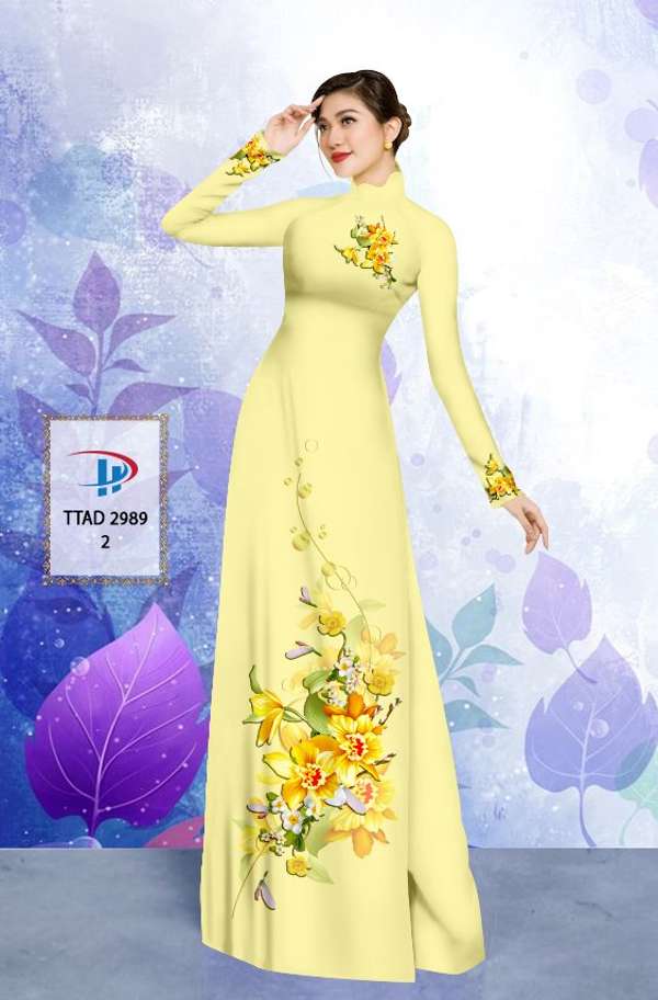 Vải Áo Dài Hoa In 3D Kiểu Mới AD TTAD2989 64 Vải Áo Dài Hoa In 3D Kiểu Mới AD TTAD2989