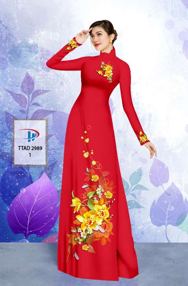 Vải Áo Dài Hoa In 3D Kiểu Mới AD TTAD2989 63 Vải Áo Dài Hoa In 3D Kiểu Mới AD TTAD2989