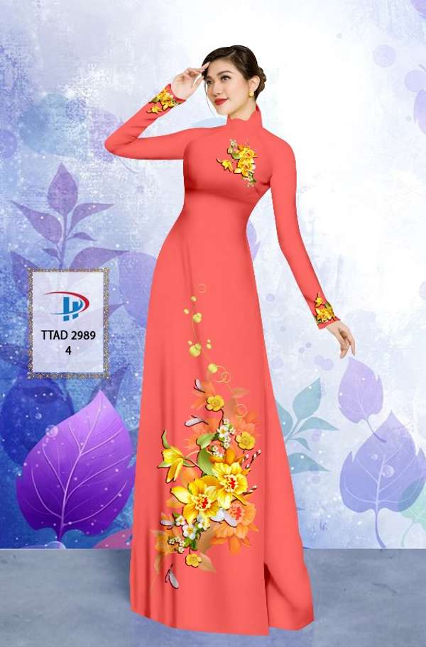 Vải Áo Dài Hoa In 3D Kiểu Mới AD TTAD2989 66 Vải Áo Dài Hoa In 3D Kiểu Mới AD TTAD2989