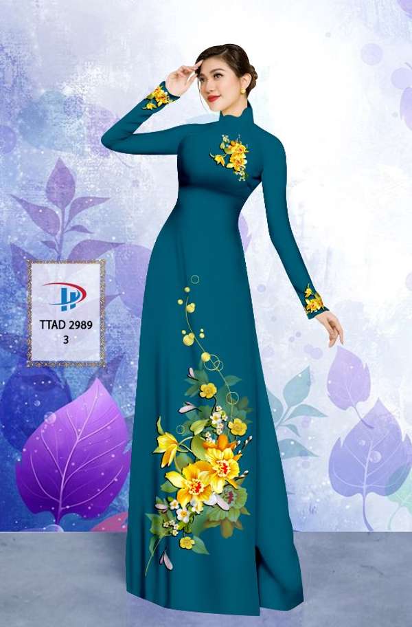 Vải Áo Dài Hoa In 3D Kiểu Mới AD TTAD2989 65 Vải Áo Dài Hoa In 3D Kiểu Mới AD TTAD2989