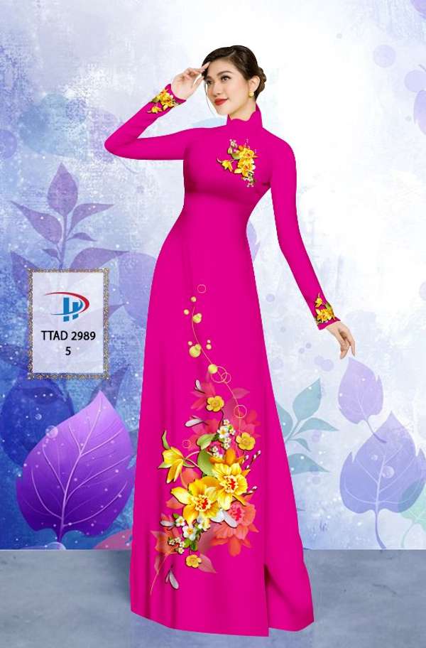 Vải Áo Dài Hoa In 3D Kiểu Mới AD TTAD2989 67 Vải Áo Dài Hoa In 3D Kiểu Mới AD TTAD2989