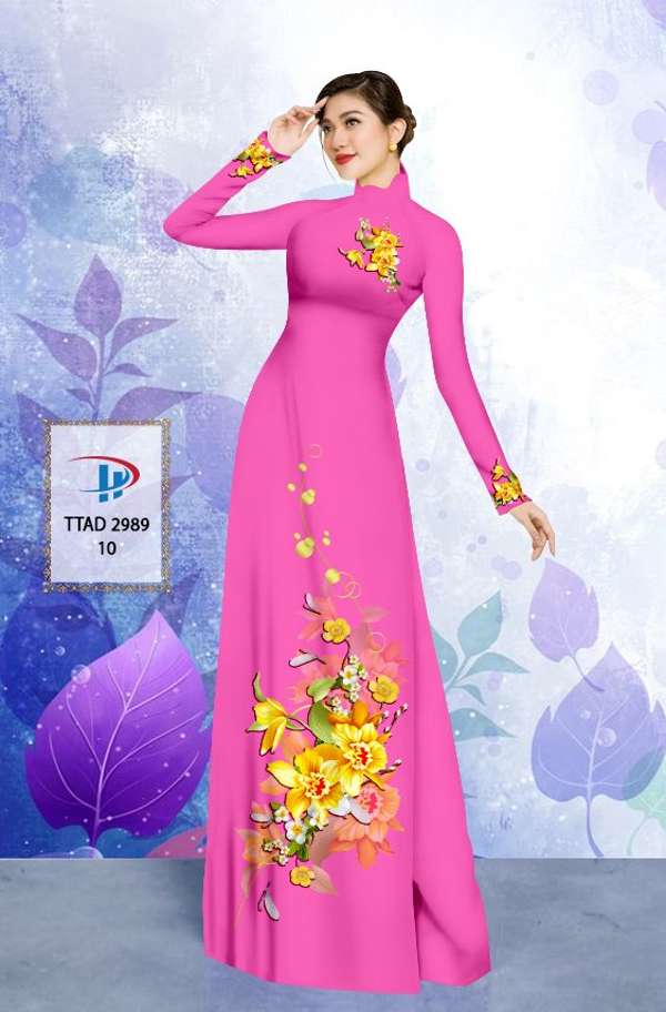 Vải Áo Dài Hoa In 3D Kiểu Mới AD TTAD2989 70 Vải Áo Dài Hoa In 3D Kiểu Mới AD TTAD2989
