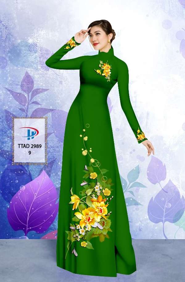 Vải Áo Dài Hoa In 3D Kiểu Mới AD TTAD2989 69 Vải Áo Dài Hoa In 3D Kiểu Mới AD TTAD2989