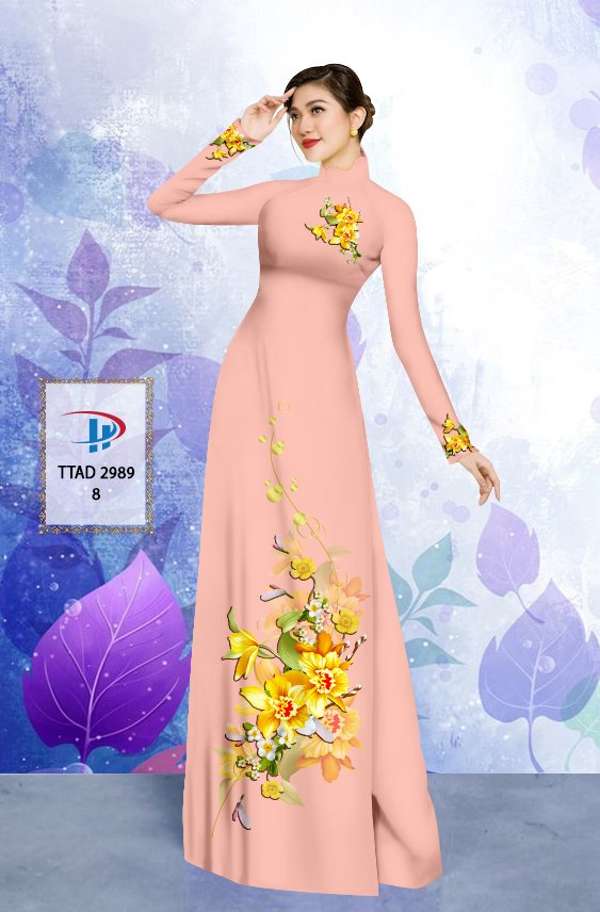 Vải Áo Dài Hoa In 3D Kiểu Mới AD TTAD2989 68 Vải Áo Dài Hoa In 3D Kiểu Mới AD TTAD2989