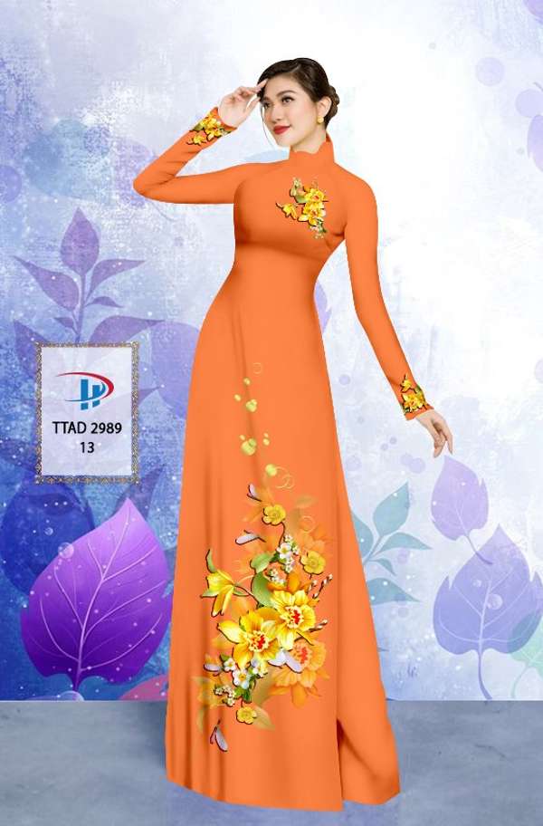 Vải Áo Dài Hoa In 3D Kiểu Mới AD TTAD2989 73 Vải Áo Dài Hoa In 3D Kiểu Mới AD TTAD2989