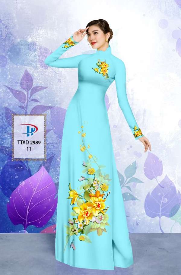 Vải Áo Dài Hoa In 3D Kiểu Mới AD TTAD2989 71 Vải Áo Dài Hoa In 3D Kiểu Mới AD TTAD2989