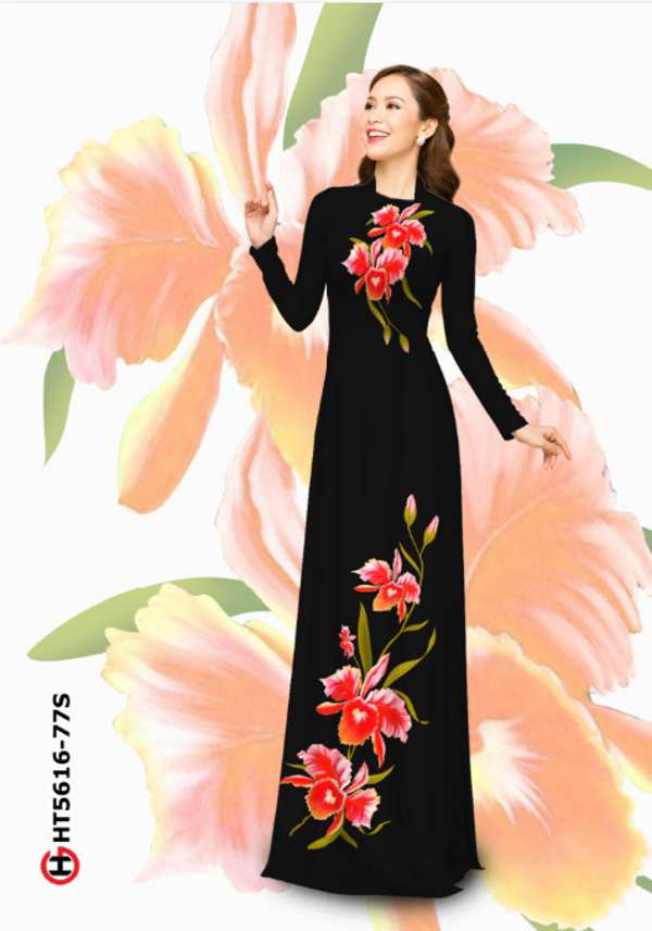 Vải Áo Dài Hoa In 3D Mới Ra AD HT5616 40 Vải Áo Dài Hoa In 3D Mới Ra AD HT5616