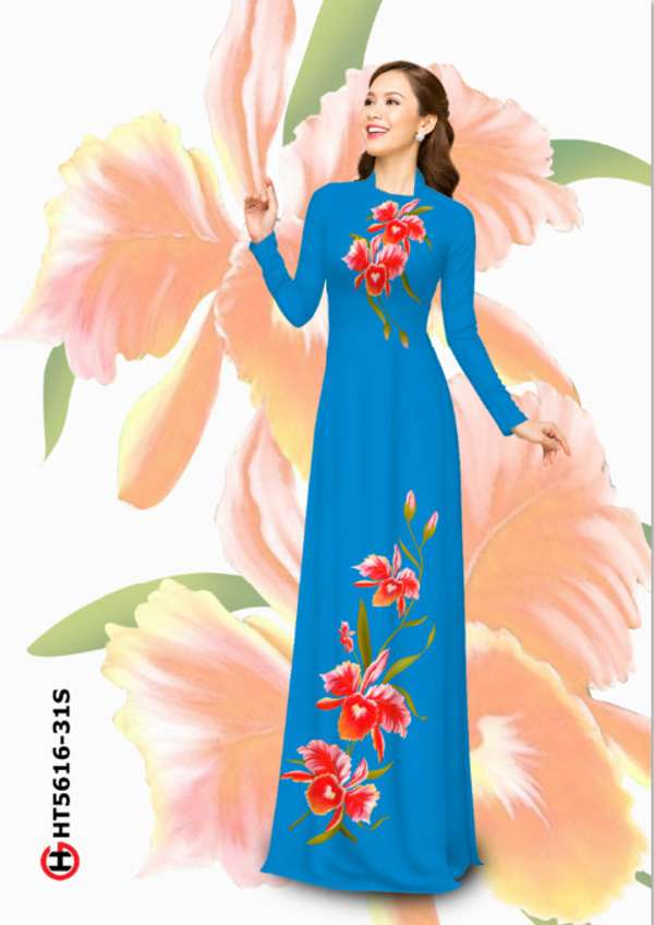 Vải Áo Dài Hoa In 3D Mới Ra AD HT5616 46 Vải Áo Dài Hoa In 3D Mới Ra AD HT5616