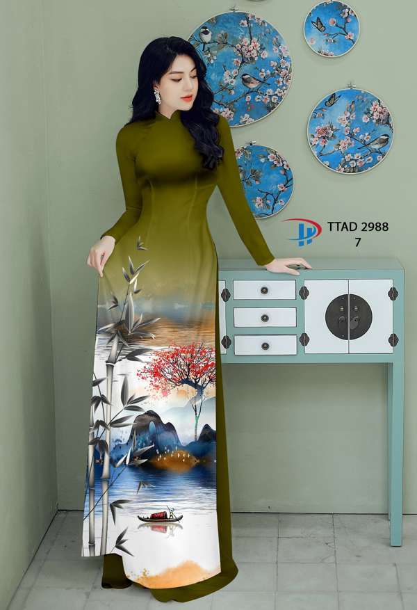 Vải Áo Dài Phong Cảnh Vừa Ra  AD TTAD2988