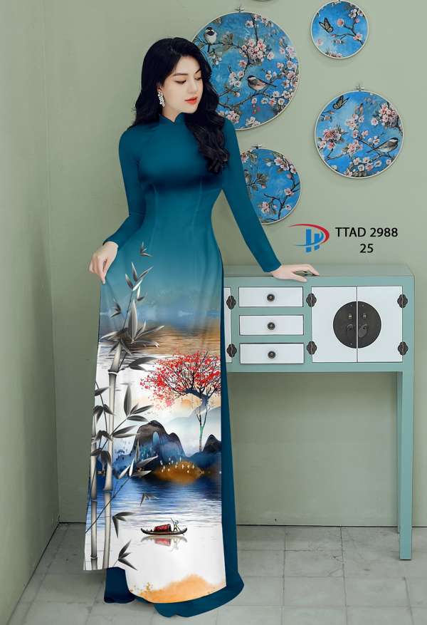 Vải Áo Dài Phong Cảnh Vừa Ra  AD TTAD2988