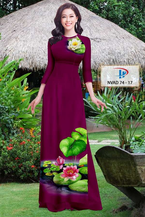 Vải Áo Dài Hoa Sen Mới Ra AD NVAD74