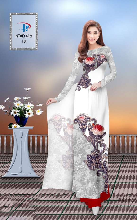 Vải Áo Dài Hoa Hồng Độc Đáo AD NTAD419 51 Vải Áo Dài Hoa Hồng Độc Đáo AD NTAD419