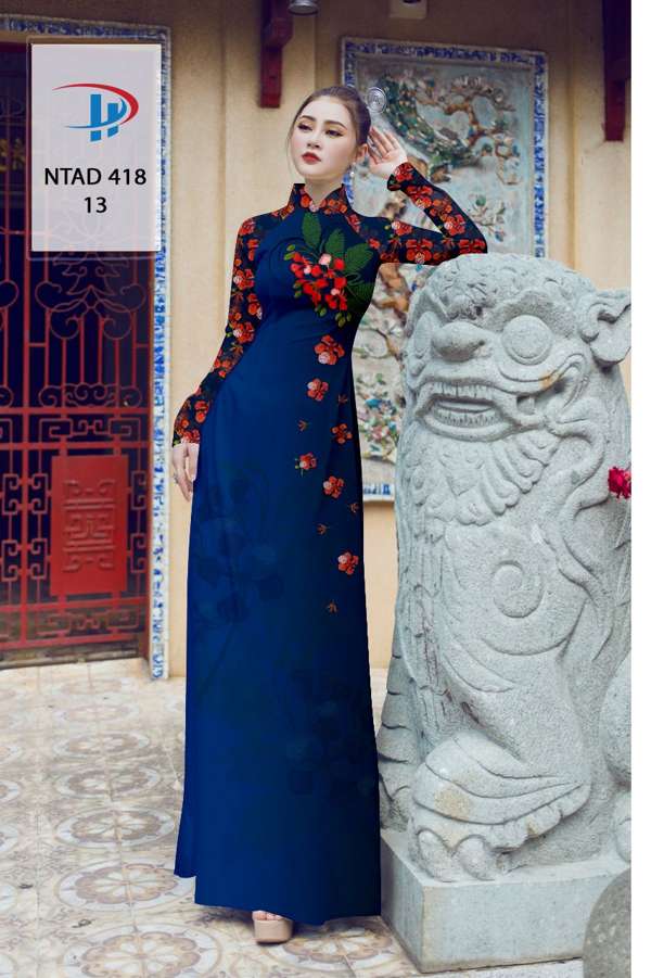 Vải Áo Dài Hoa Phượng Mới Ra AD NTAD418 51 Vải Áo Dài Hoa Phượng Mới Ra AD NTAD418
