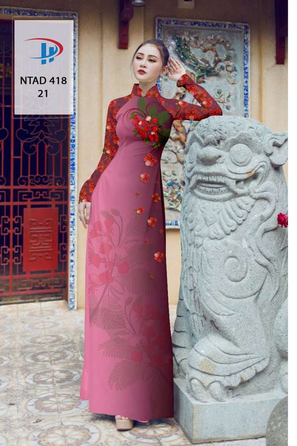 Vải Áo Dài Hoa Phượng Mới Ra AD NTAD418 59 Vải Áo Dài Hoa Phượng Mới Ra AD NTAD418