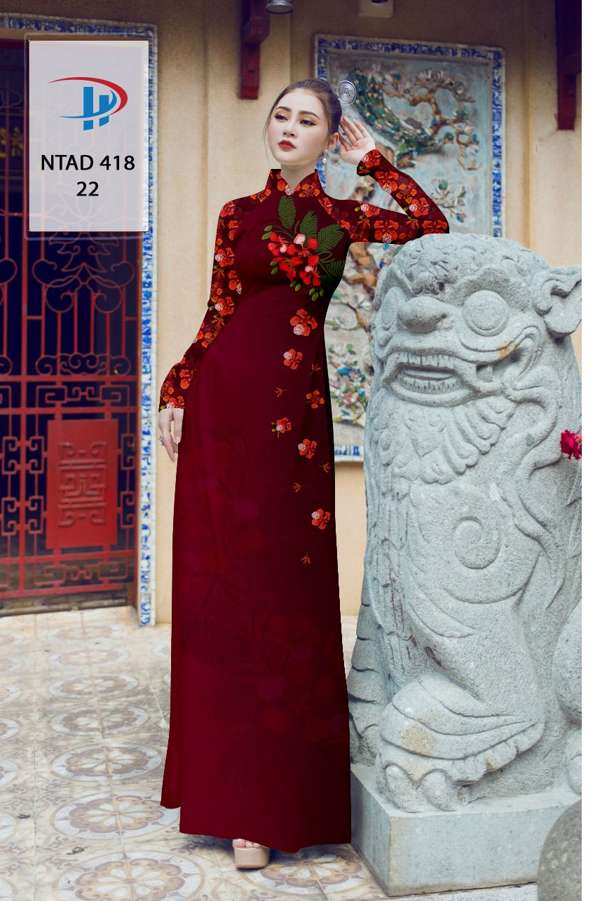 Vải Áo Dài Hoa Phượng Mới Ra AD NTAD418 60 Vải Áo Dài Hoa Phượng Mới Ra AD NTAD418