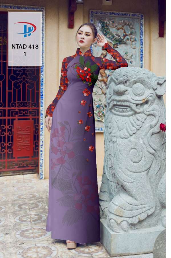 Vải Áo Dài Hoa Phượng Mới Ra AD NTAD418 65 Vải Áo Dài Hoa Phượng Mới Ra AD NTAD418