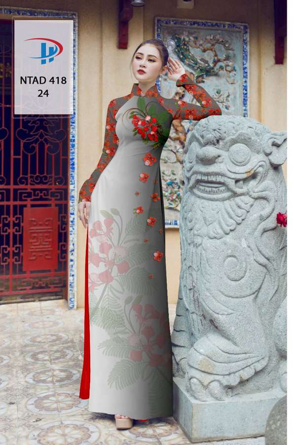 Vải Áo Dài Hoa Phượng Mới Ra AD NTAD418 63 Vải Áo Dài Hoa Phượng Mới Ra AD NTAD418