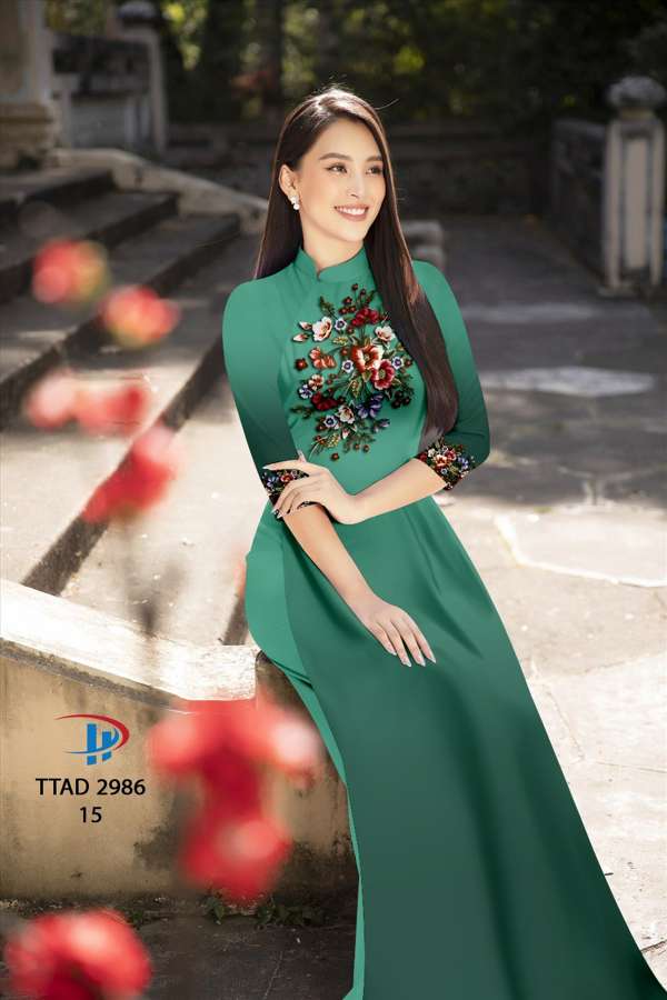 Vải Áo Dài Hoa In 3D Độc Đáo AD TTAD2986 51 Vải Áo Dài Hoa In 3D Độc Đáo AD TTAD2986