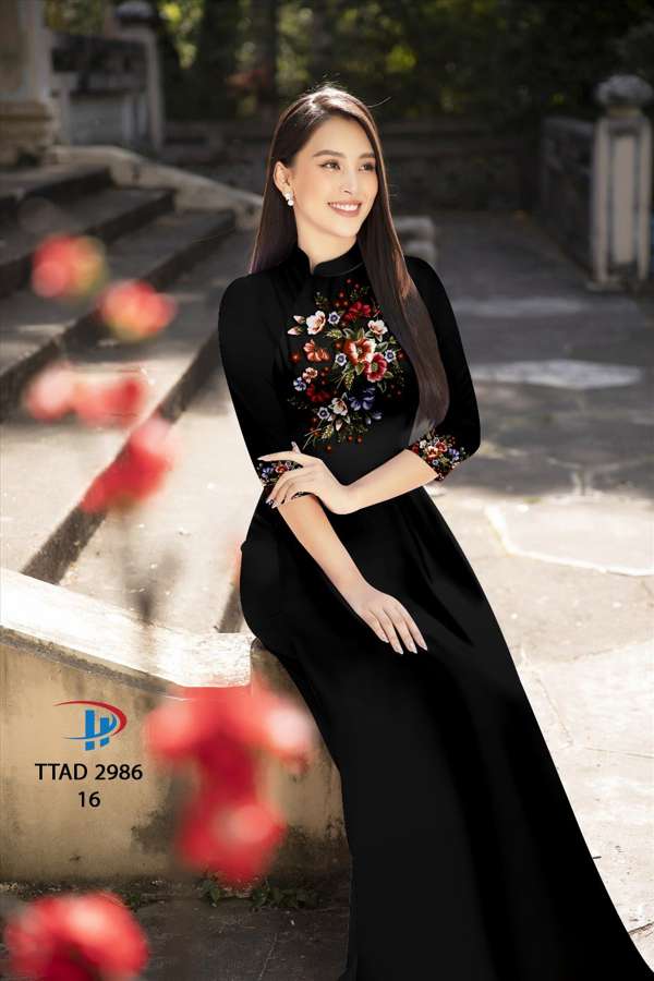 Vải Áo Dài Hoa In 3D Độc Đáo AD TTAD2986 52 Vải Áo Dài Hoa In 3D Độc Đáo AD TTAD2986