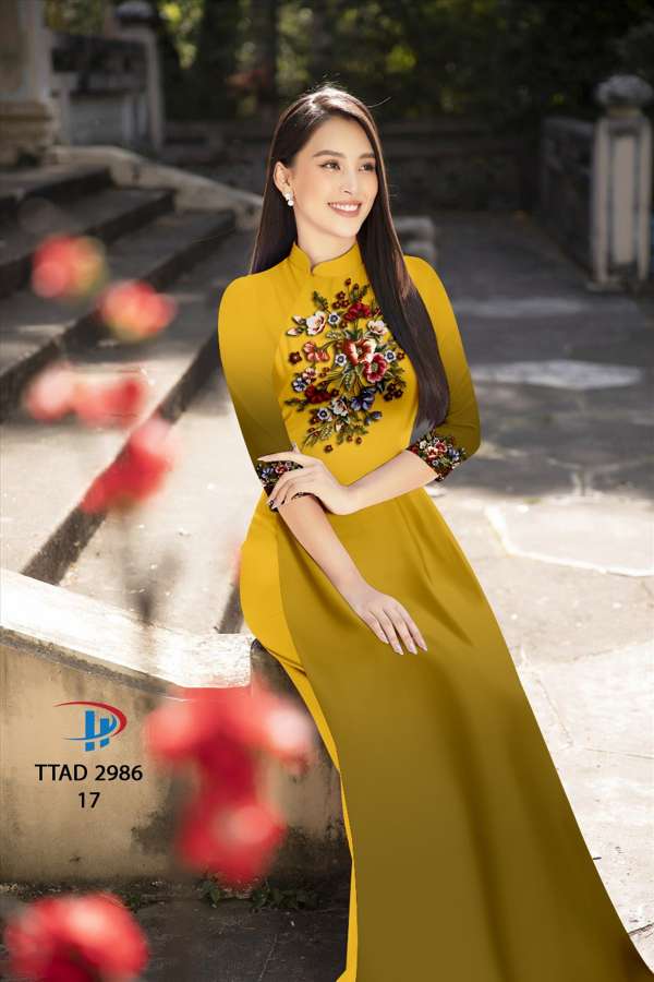 Vải Áo Dài Hoa In 3D Độc Đáo AD TTAD2986 53 Vải Áo Dài Hoa In 3D Độc Đáo AD TTAD2986