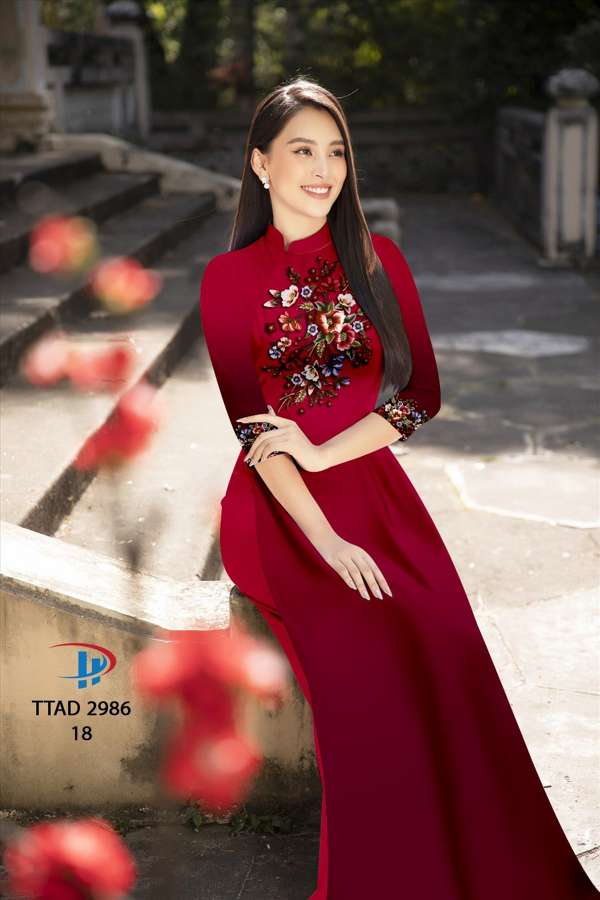 Vải Áo Dài Hoa In 3D Độc Đáo AD TTAD2986 54 Vải Áo Dài Hoa In 3D Độc Đáo AD TTAD2986