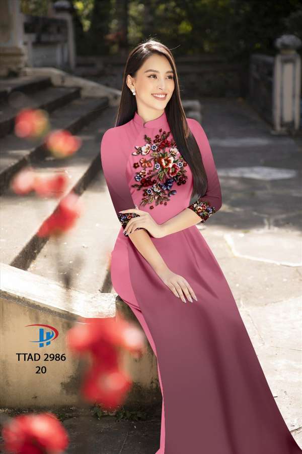 Vải Áo Dài Hoa In 3D Độc Đáo AD TTAD2986 56 Vải Áo Dài Hoa In 3D Độc Đáo AD TTAD2986