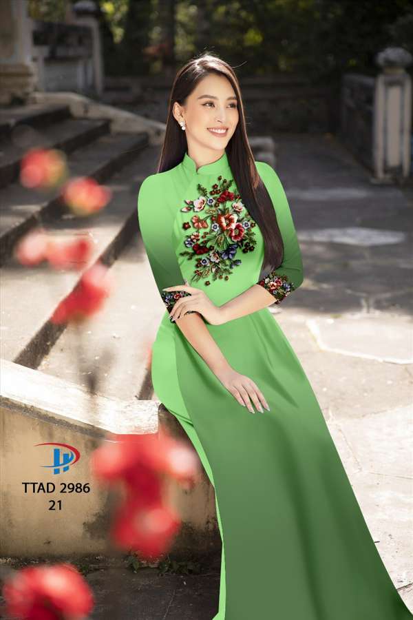 Vải Áo Dài Hoa In 3D Độc Đáo AD TTAD2986 57 Vải Áo Dài Hoa In 3D Độc Đáo AD TTAD2986