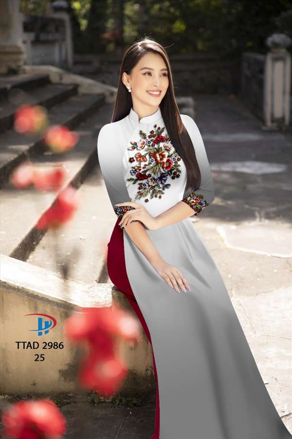 Vải Áo Dài Hoa In 3D Độc Đáo AD TTAD2986 62 Vải Áo Dài Hoa In 3D Độc Đáo AD TTAD2986