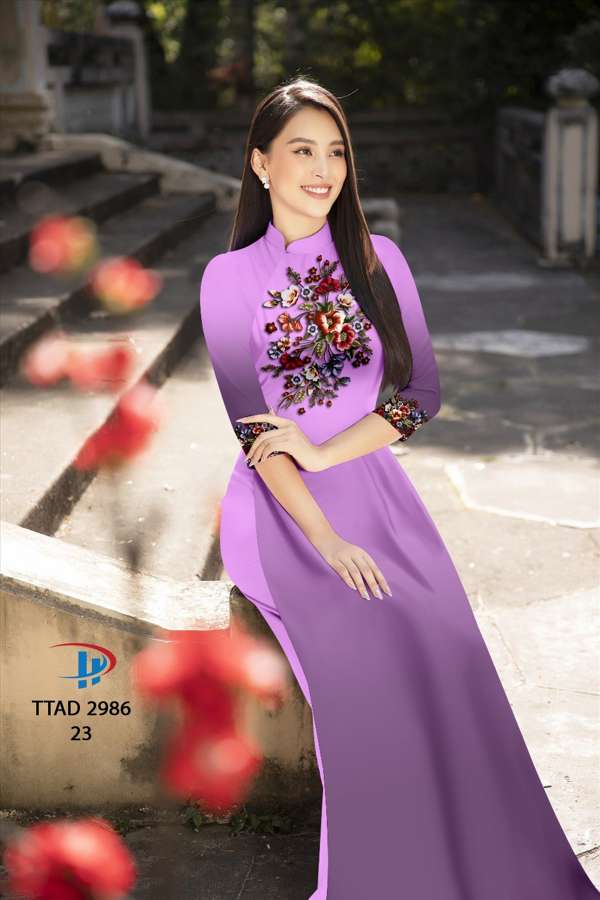 Vải Áo Dài Hoa In 3D Độc Đáo AD TTAD2986 59 Vải Áo Dài Hoa In 3D Độc Đáo AD TTAD2986