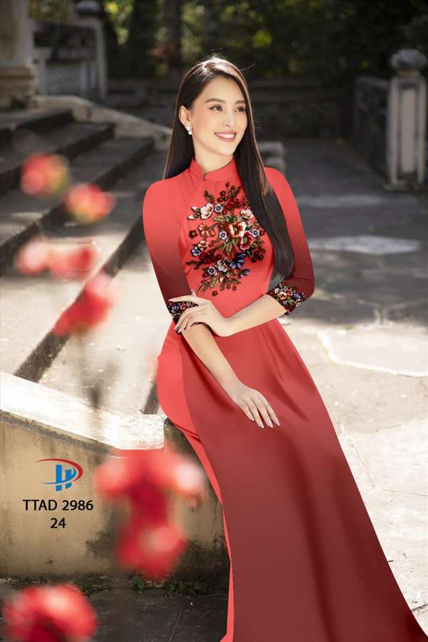 Vải Áo Dài Hoa In 3D Độc Đáo AD TTAD2986 60 Vải Áo Dài Hoa In 3D Độc Đáo AD TTAD2986