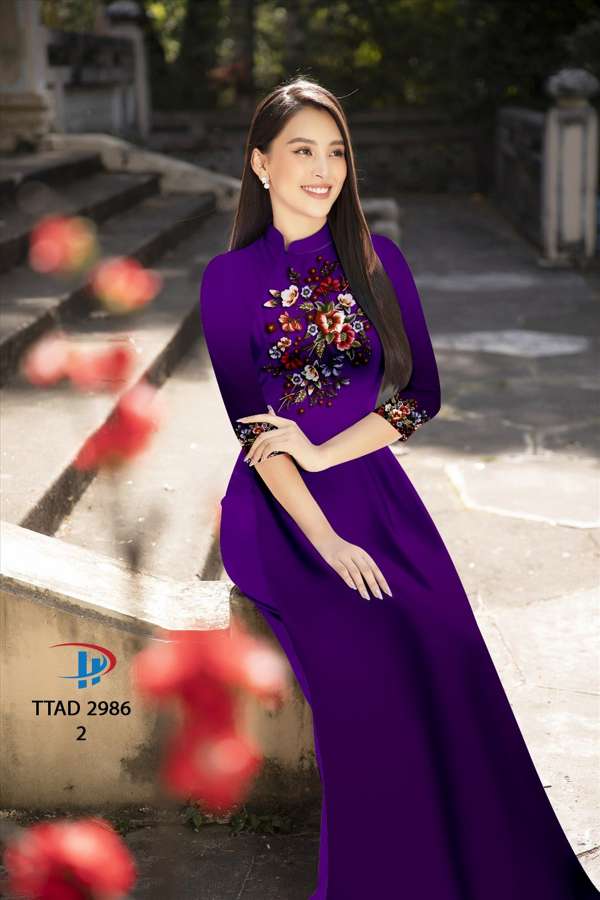 Vải Áo Dài Hoa In 3D Độc Đáo AD TTAD2986 64 Vải Áo Dài Hoa In 3D Độc Đáo AD TTAD2986