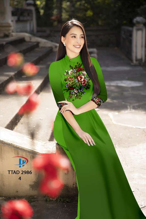 Vải Áo Dài Hoa In 3D Độc Đáo AD TTAD2986 65 Vải Áo Dài Hoa In 3D Độc Đáo AD TTAD2986