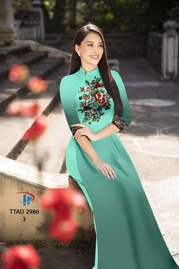 Vải Áo Dài Hoa In 3D Độc Đáo AD TTAD2986 66 Vải Áo Dài Hoa In 3D Độc Đáo AD TTAD2986