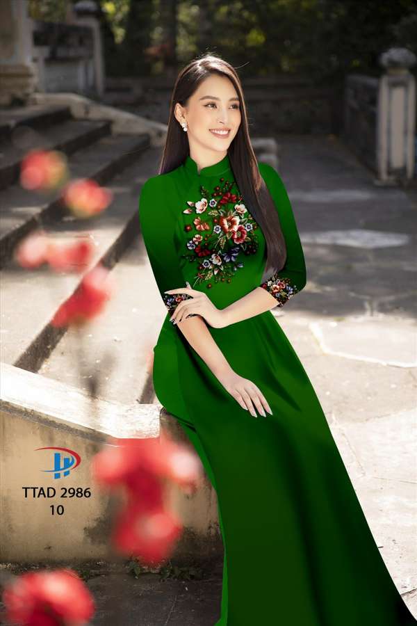 Vải Áo Dài Hoa In 3D Độc Đáo AD TTAD2986 70 Vải Áo Dài Hoa In 3D Độc Đáo AD TTAD2986