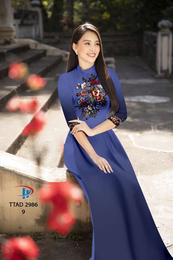 Vải Áo Dài Hoa In 3D Độc Đáo AD TTAD2986 69 Vải Áo Dài Hoa In 3D Độc Đáo AD TTAD2986