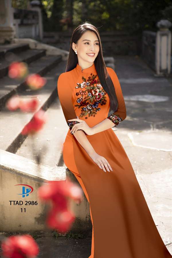 Vải Áo Dài Hoa In 3D Độc Đáo AD TTAD2986 71 Vải Áo Dài Hoa In 3D Độc Đáo AD TTAD2986