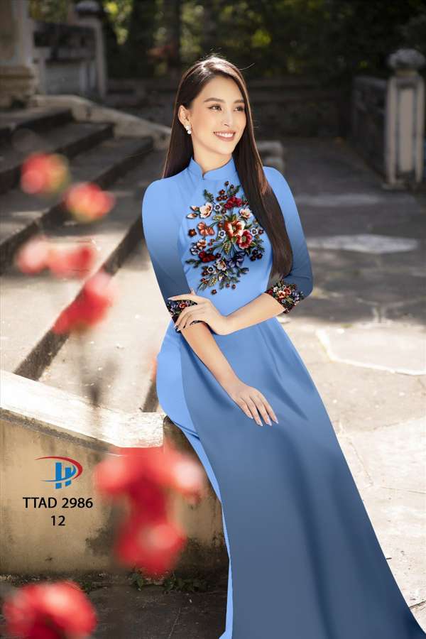 Vải Áo Dài Hoa In 3D Độc Đáo AD TTAD2986 72 Vải Áo Dài Hoa In 3D Độc Đáo AD TTAD2986