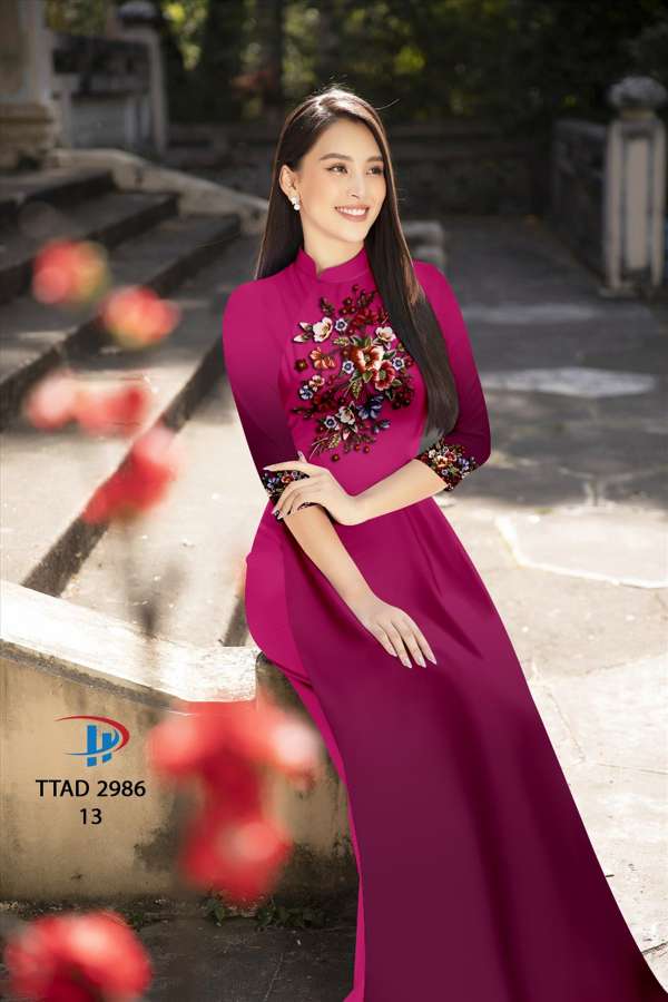 Vải Áo Dài Hoa In 3D Độc Đáo AD TTAD2986 73 Vải Áo Dài Hoa In 3D Độc Đáo AD TTAD2986