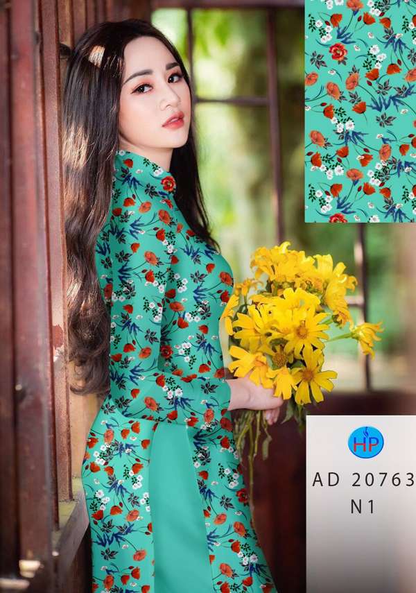 Vải Áo Dài Hoa Đều Mới Ra AD 20763 40 Vải Áo Dài Hoa Đều Mới Ra AD 20763