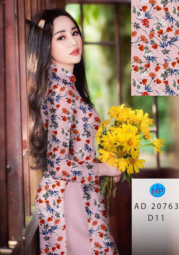 Vải Áo Dài Hoa Đều Mới Ra AD 20763 48 Vải Áo Dài Hoa Đều Mới Ra AD 20763